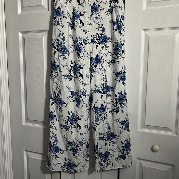 Sienna Sky Blue and White Floral Wide Leg Pants - Picture 1 of 11